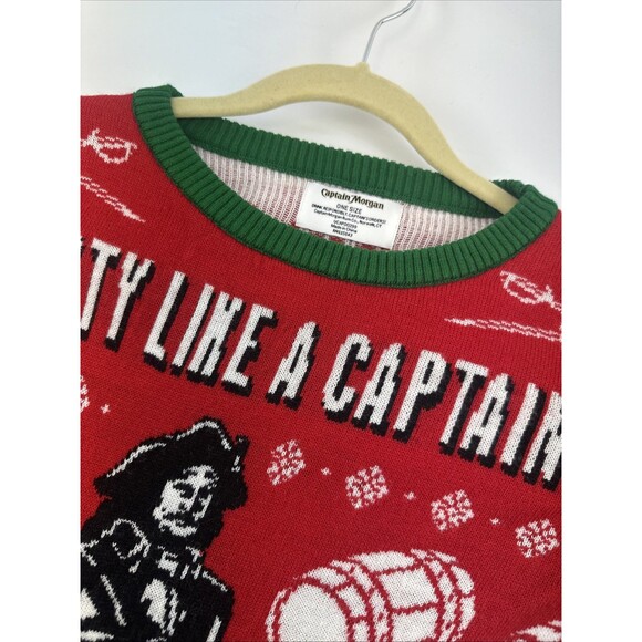 Captain Morgan 4 Person Christmas Sweater Novelty Pullover Knit Adult One Size - Picture 5 of 16